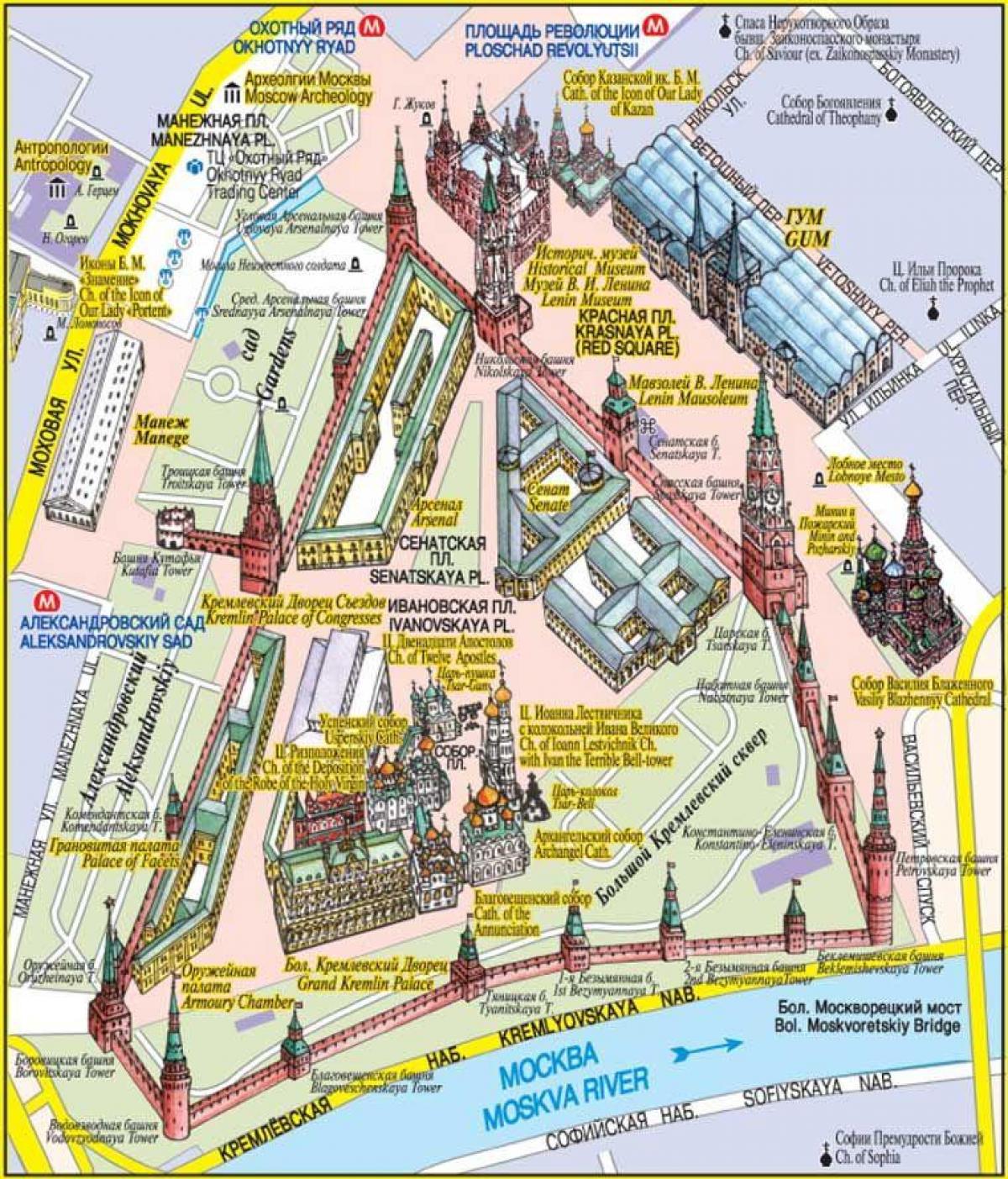 赤の広場がモスクワの地図