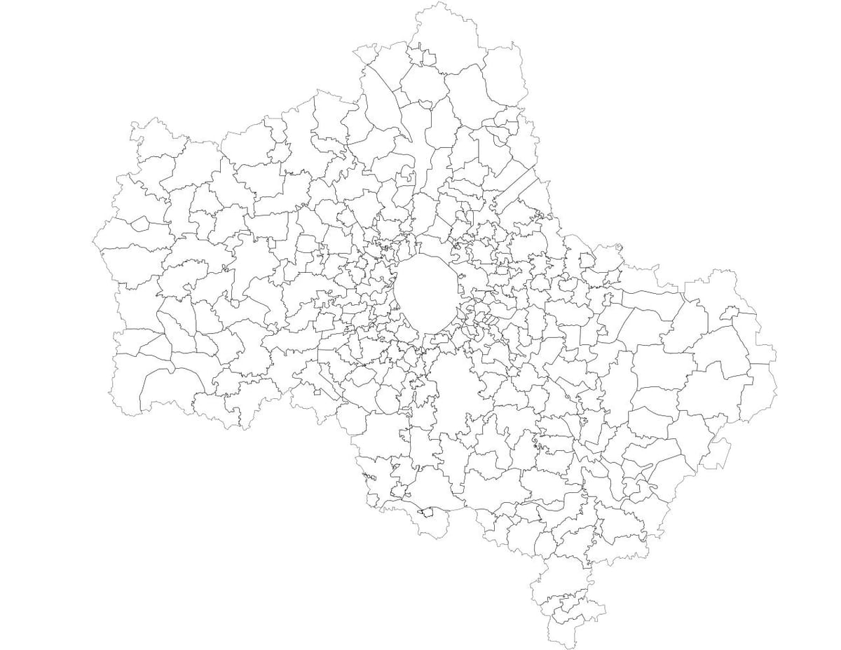 Moskva市町村の地図