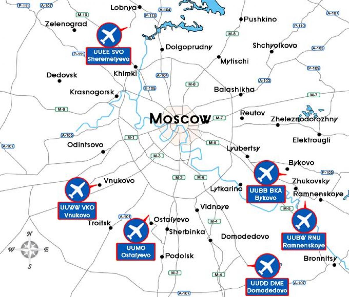 モスクワの空港地図の端子