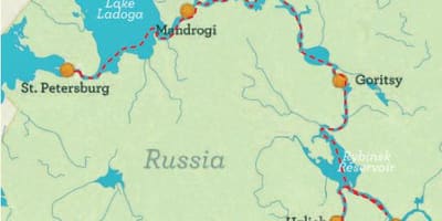 地図のサンクトペテルブルクモスクワのクルーズ