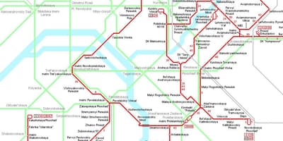 地図Moskva路面電車